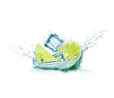 Mojito lemonade drink, corona water splash vector