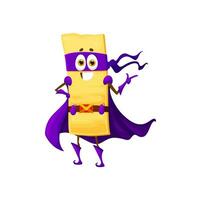 Cartoon lazagna italian pasta superhero character vector