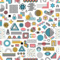 Memphis geometric colorful shapes seamless pattern vector