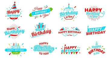 Happy birthday holiday party colorful icons set vector