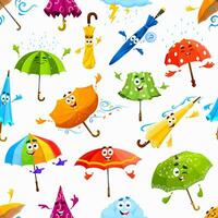 Cartoon umbrella characters seamless pattern vector