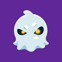 Cartoon halloween emoji spooky ghost character vector