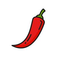 Hot chili pepper vector isolated veggie line icon