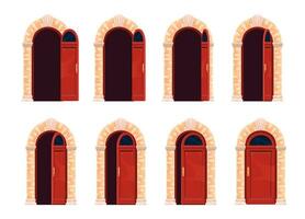 Cartoon open door motion, animation sprite, vector