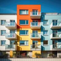 Colorful buildings minimal abstract design, photo