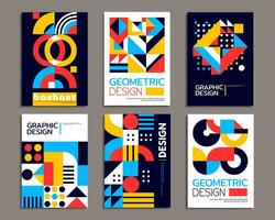 Modern abstract bauhaus posters, geometric pattern vector