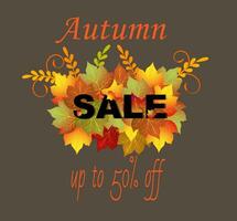 Autumn sale banner with bunch of autumn leaves vector