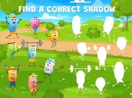 Find correct shadow of cartoon sportsman character vector