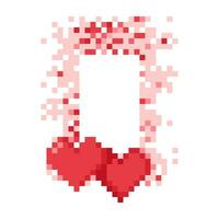 píxel rojo marco con corazones vector