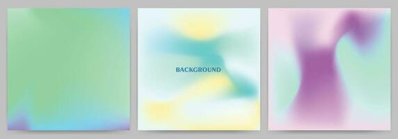 Set of abstract backgrounds with holographic effect, gradient blur. vector