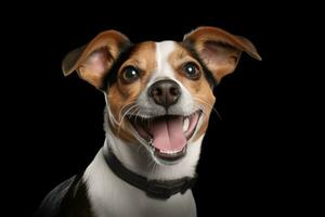 cute dog on black background, AI Generated photo