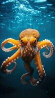 colorful octopus on a coral reef, underwater . AI Generated photo