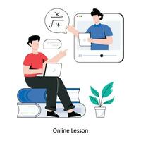 online lesson flat style design vector illustration. stock illustration