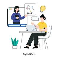 Digital Class flat style design vector illustration. stock illustration