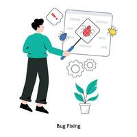 Bug Fixing Flat Style Design Vector illustration. Stock illustration