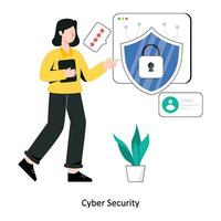 ciber seguridad plano estilo diseño vector ilustración. valores ilustración