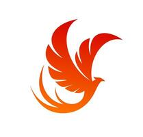 Phoenix bird, fenix flying with wings of fire vector