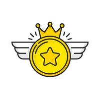 Coin with crown and wings icon of special bonus vector