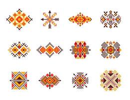 Mexican tribal motif patterns ethnic line ornament vector