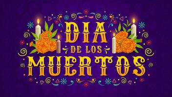 Day of the Dead banner with marigold and candles vector