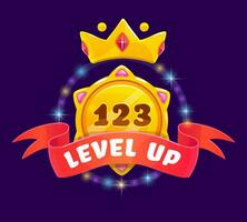 Game interface level up badge, win icon, UI award vector