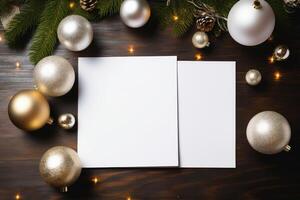 Christmas paper mockup, AI Generated photo