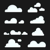azul blanco nube icono clima vector ilustración colocar. colección de nublado en plano estilo diseño. dibujos animados cielo elementos decoración