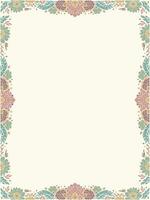 a floral vintage style colorful flower border with a place for text template background vector