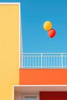 Colorful buildings minimal abstract design, photo