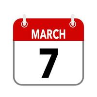 7 March, calendar date icon on white background. vector