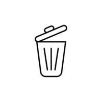 Trash Vector Icon for Shops and Stores. Perfect for web sites, books, stores, shops. Editable stroke in minimalistic outline style