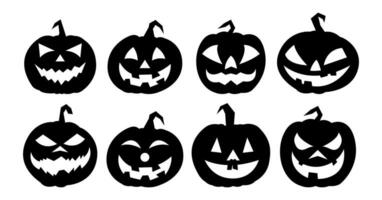 Halloween pumpkins with various expressions vector isolated on with background