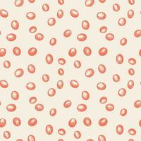 Red lentil peas seamless pattern repeating background. Hand drawn engraved lentil bean seeds in decorative ornament. Cereal harvest, food. For design, packaging, label, print, card.Vector illustration vector