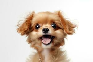 cute dog on white background, AI Generated photo