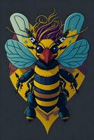 un detallado ilustración de un abeja para un camiseta diseño, fondo de pantalla y Moda foto