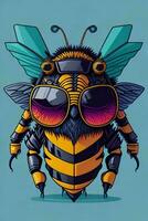 A detailed illustration of a Bee for a t-shirt design, wallpaper and fashion photo