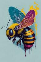 un detallado ilustración de un abeja para un camiseta diseño, fondo de pantalla y Moda foto