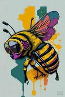 A detailed illustration of a Bee for a t-shirt design, wallpaper and fashion photo