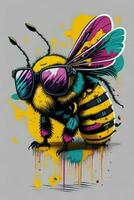 un detallado ilustración de un abeja para un camiseta diseño, fondo de pantalla y Moda foto