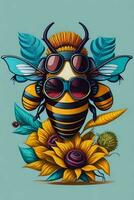 A detailed illustration of a Bee for a t-shirt design, wallpaper and fashion photo