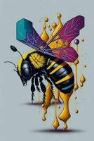 A detailed illustration of a Bee for a t-shirt design, wallpaper and fashion photo