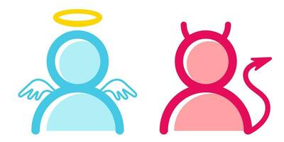 Vector illustration of angel and devil in flat style.