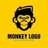 scary-faced monkey vector logo on yellow background