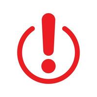 Red exclamation point round icon. Concept of big error or failure shape and ui element. Flat simple style simple attentive logotype graphic web minimal design isolated on white background. vector