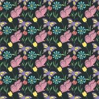 Seamless butterfly pattern. Drawn butterfly background vector