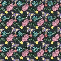 Seamless butterfly pattern. Drawn butterfly background vector