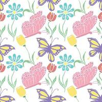 Seamless butterfly pattern. Drawn butterfly background vector