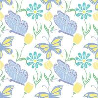 Seamless butterfly pattern. Drawn butterfly background vector