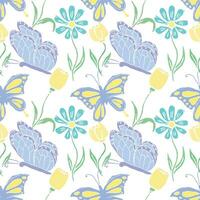 Seamless butterfly pattern. Drawn butterfly background vector