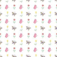 Seamless butterfly pattern. Drawn butterfly background vector